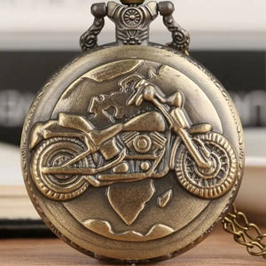 Motor Cycle Pocket Watch Biker Open Road Hog Bronze Harley Style Full Size NEW!